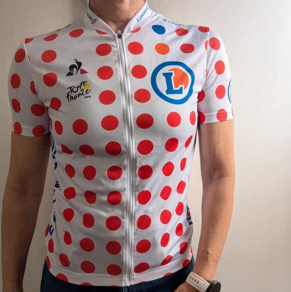 Le Coq Sportif White and Men's Medium Polka Dot Jersey Tour de France - Picture 4 of 9